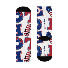 Patriotic Donut Crew Socks | Fun Socks for Summer Festivities, BBQs, Holidays, Gifts, Everyday Wear