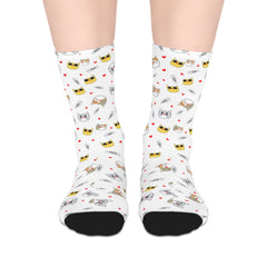 Cute Animal Print Mid-length Socks | Fun Gift for Animal Lovers, Cozy Everyday Wear, Sloth Design, Cute Gift Idea, Casual Socks