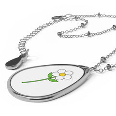 Floral Oval Necklace, Elegant Jewelry for Women, Flower Pendant, Gift for Her, Mother's Day Necklace, Everyday Wear Accessory