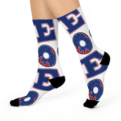 Patriotic Donut Crew Socks | Fun Socks for Summer Festivities, BBQs, Holidays, Gifts, Everyday Wear