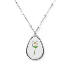 Floral Oval Necklace, Elegant Jewelry for Women, Flower Pendant, Gift for Her, Mother's Day Necklace, Everyday Wear Accessory