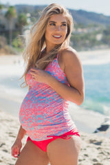 ملابس سباحة نسائية حامل مقسمة مطبوعة