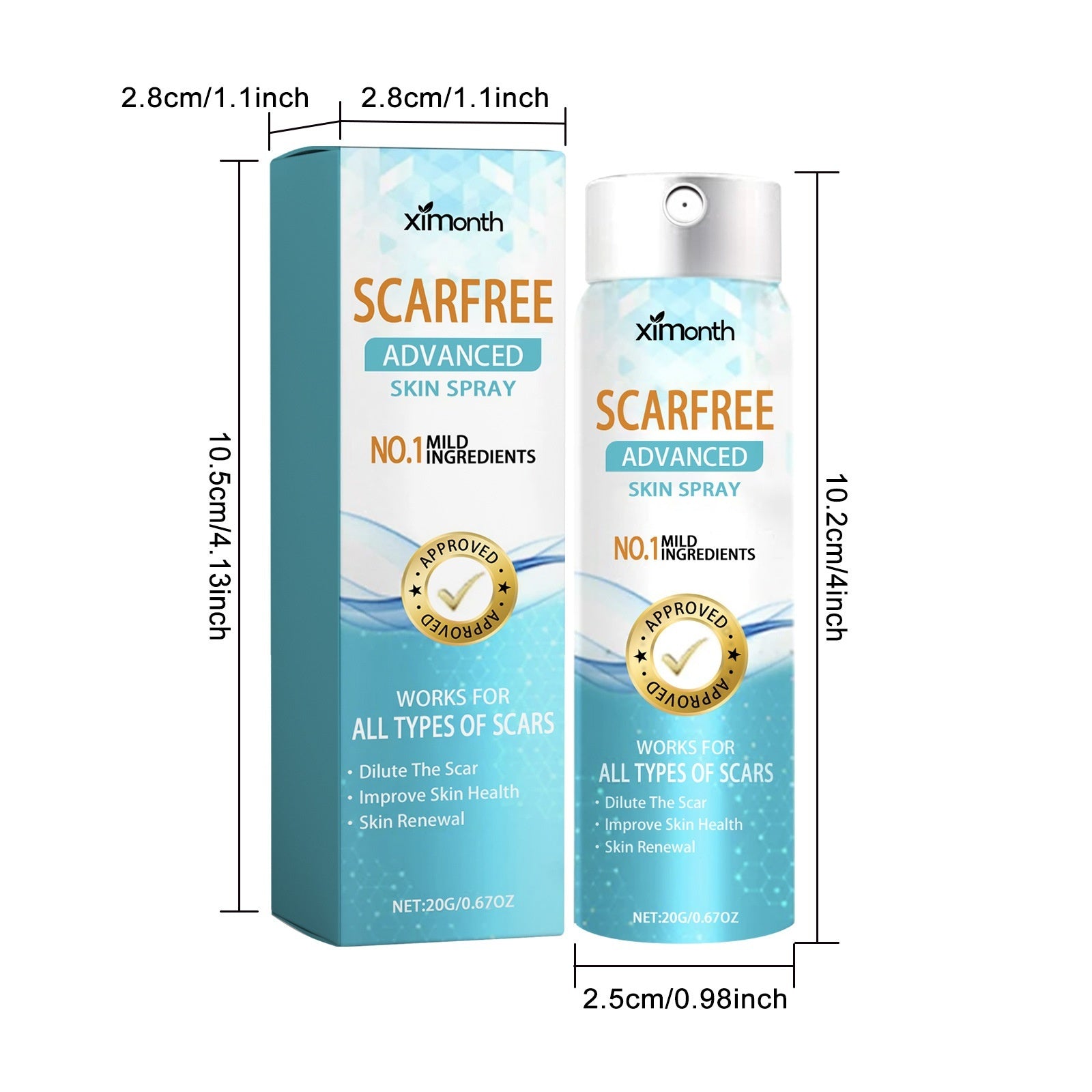 Lighten Scar Care Spray On Body Skin.