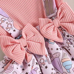 Baby Ruffle Sleeve Strap One-piece Bow Shorts