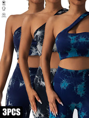 3 Pack Women's Workout Sports Bras Seamless Tie-dye Gym Yoga Crop Bra