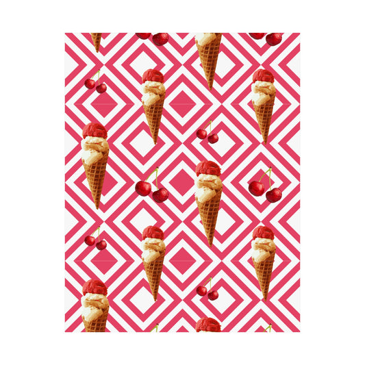 Ice Cream Dreams Satin Poster, Fun Wall Art, Colorful Decor, Teen Room Aesthetic, Sweet Gift for Birthdays, Summertime Joy