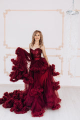 Elegant Magenta Satin Evening Gown