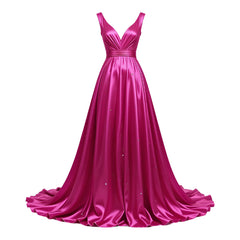 Elegant Magenta Satin Evening Gown