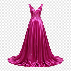 Elegant Magenta Satin Evening Gown