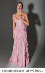 Elegant Magenta Satin Evening Gown