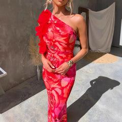 Women's Slim Sleeveless Three-dimensional Flower Dress