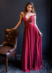 Elegant Magenta Satin Evening Gown