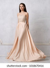 Elegant Magenta Satin Evening Gown