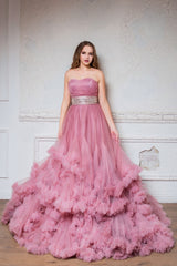 Elegant Magenta Satin Evening Gown