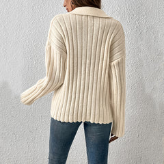 Fashion Casual Polo Collar Sweater For Women